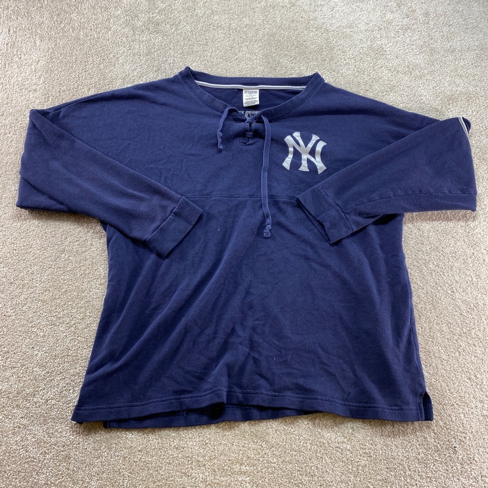 PINK Victoria's Secret Yankees Sweatshirt Womens Large Navy Excellent Lace Up